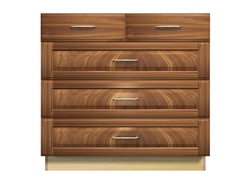 5 drawer base cabinet with split top drawer