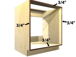 0 door base appliance case with standard toe kick and deck