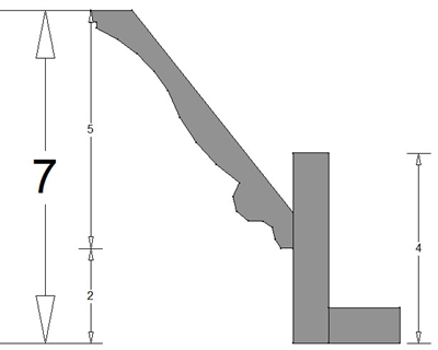 PORTLAND 2 piece crown molding with backer (5" tall Portland crown, 4" tall backer)