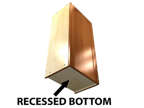 1 door wall cabinet with recessed bottom to conceal under cabinet lighting behind the doors