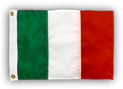 12" x 18" Italy Flag - Nylon  - Sewn Stripes - - Outdoor SolarMax Nylon - Made in U.S.A.