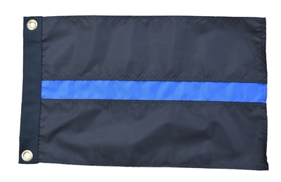 12"x18" Garden Style Thin Blue Line Flag (Sewn Stripes) (3 Stripes) - for Police Officers Outdoor SolarMax Nylon, 100% Made in America.