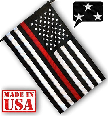 2.5' x 4' American Thin Red Line Flag (Embroidered Stars, Sewn Stripes) for Fire Fighters