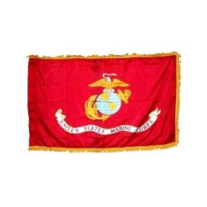 US Marine Flag with Pole Sleeve and Golden Fringe