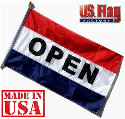3'x5' OPEN Flag (Sewn Stripes) Outdoor Message Flag - Made in USA