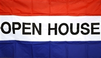 3'x5' OPEN HOUSE Flag (Sewn Stripes) - SolarMax Nylon Message Flag.
Commercial grade for business.