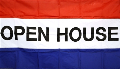 3'x5' OPEN HOUSE Flag (Sewn Stripes) - SolarMax Nylon Message Flag.
Commercial grade for business.