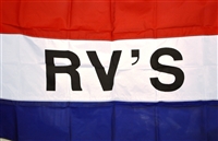 3'x5' RV'S Flag (Sewn Stripes) - SolarMax Nylon Message Flag.
Commercial grade for business.