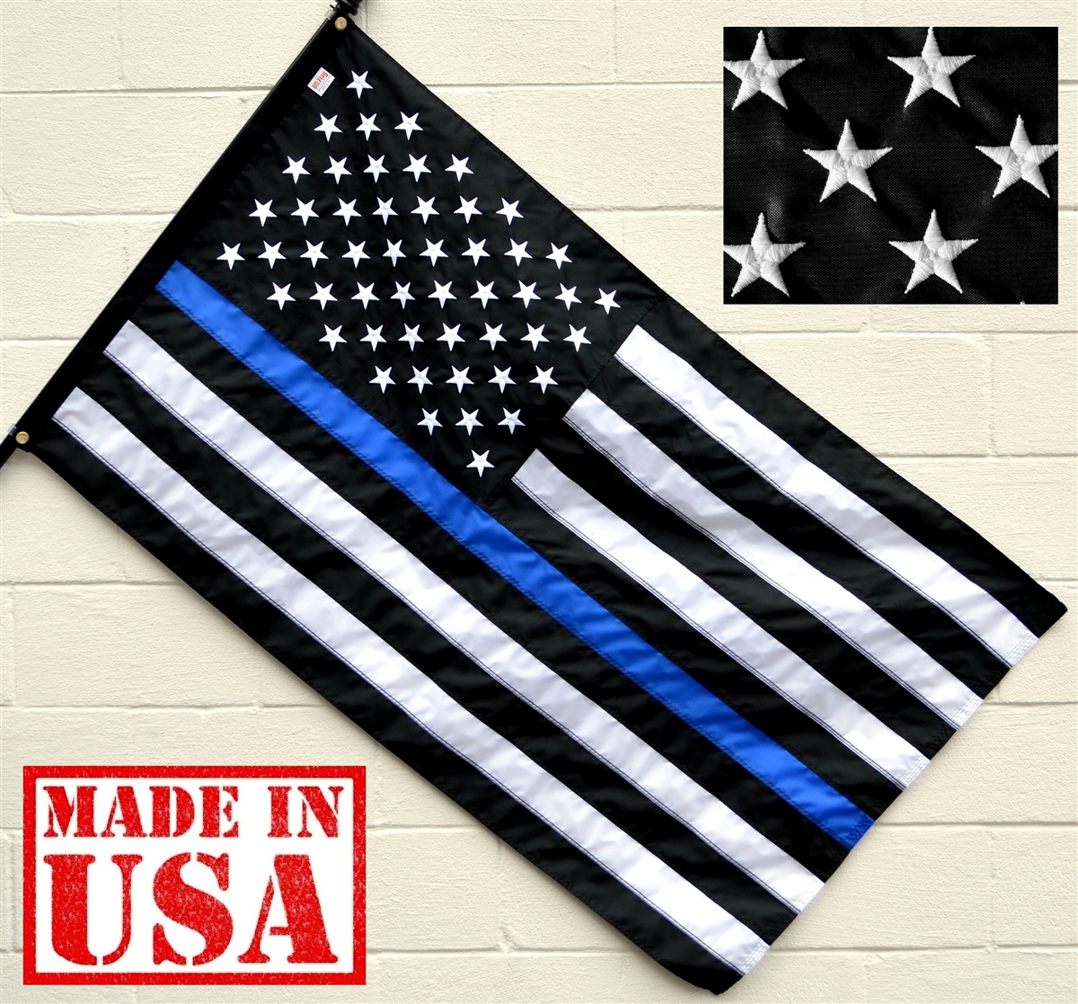 Black Flag Blue Stripe - Thin Blue Line Flag