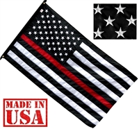 3'x5' American Thin Red Line Flag (Embroidered Stars, Sewn Stripes) - for Fire Fighters