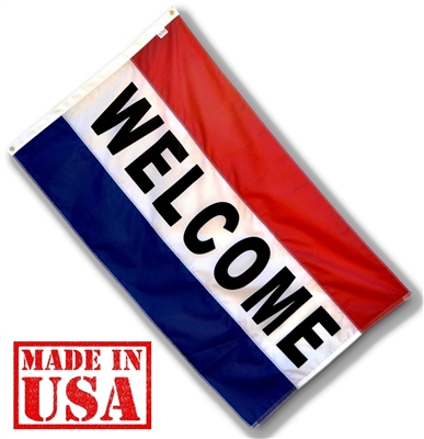 3x5 FT WELCOME Flag (Sewn Stripes) Nylon Message Flag