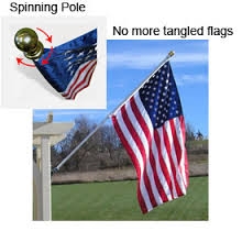 6' x 1" White Kit -  Spinning Pole With Sewn US Flag (PE), 13 position bracket, Boxed