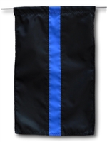 12"x18" Garden Style Thin Blue Line Flag (Sewn Stripes) (3 Stripes) - for Police Officers Outdoor SolarMax Nylon, 100% Made in America.