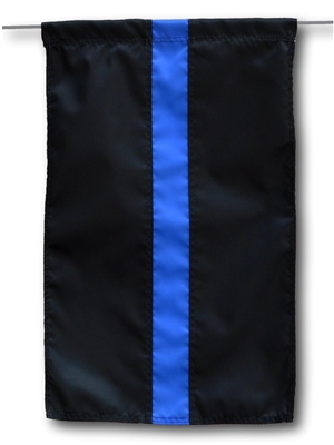 12"x18" Garden Style Thin Blue Line Flag (Sewn Stripes) (3 Stripes) - for Police Officers Outdoor SolarMax Nylon, 100% Made in America.