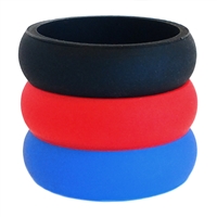 AKTYVUS Womens's Red/Blue Silicone Wedding Band Combo Pack
