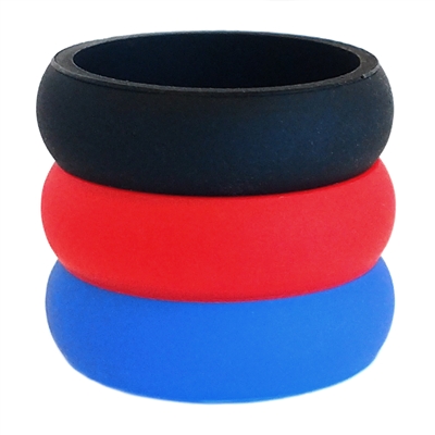 AKTYVUS Womens's Red/Blue Silicone Wedding Band Combo Pack