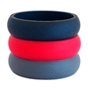 AKTYVUS&reg; Womens's Red/Blue Silicone Wedding Band Combo Pack