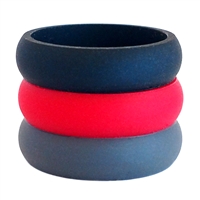 AKTYVUS&reg; Womens's Red/Blue Silicone Wedding Band Combo Pack