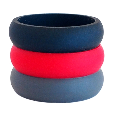 AKTYVUS&reg; Womens's Red/Blue Silicone Wedding Band Combo Pack