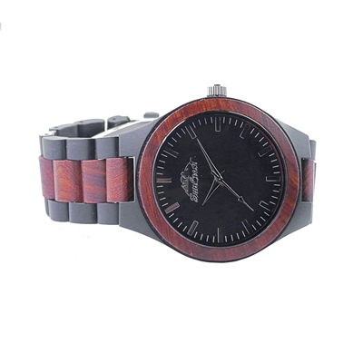 Two-Tone Red and Ebony Sandalwood Watch by SunCoast