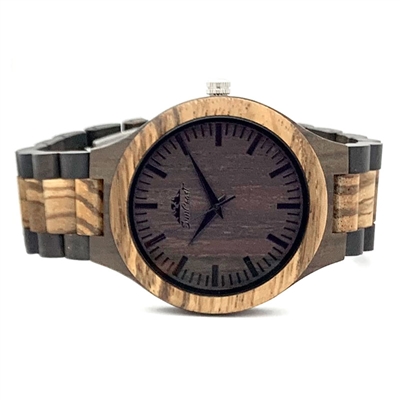 Two-Tone Zebrawood and Ebony Sandalwood Watch by SunCoast