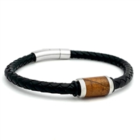 STEEL REVOLTâ„¢ Genuine Leather Bracelet with Tobacco Leaf