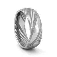 STEEL REVOLTâ„¢ Comfort Fit Domed Damascus Steel Wedding Ring