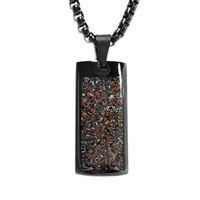 STEEL REVOLTâ„¢ Black Stainless Steel Necklace with Crushed Meteorite and Dinosaur Bone Inlay