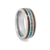 STEEL REVOLTâ„¢ Comfort Fit 8mm Tungsten Carbide Wedding Ring With Genuine Walnut Wood from M1 Garand Rifle and Blue Crushed Opal