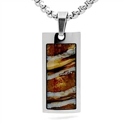 STEEL REVOLTâ„¢ Stainless Steel Necklace with Mammoth Tooth Inlay