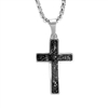 STEEL REVOLTâ„¢ Stainless Steel Cross Necklace with  Crushed Meteorite