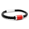 STEEL REVOLTâ„¢ Genuine Leather Bracelet with Red Carbon Fiber Inlay