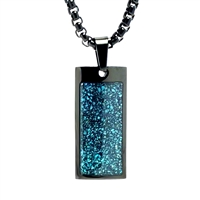 STEEL REVOLTâ„¢ Black Stainless Steel Necklace with Crushed Turquoise