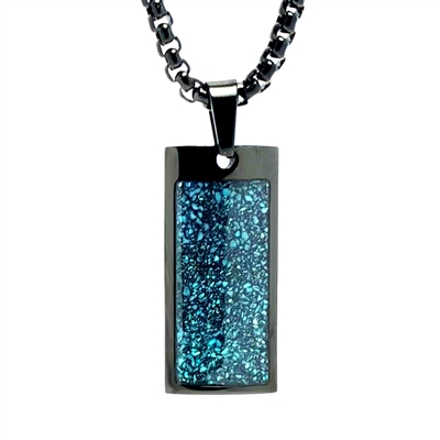 STEEL REVOLTâ„¢ Black Stainless Steel Necklace with Crushed Turquoise