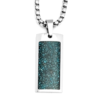 STEEL REVOLTâ„¢ Stainless Steel Necklace with Crushed Turquoise