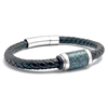 STEEL REVOLTâ„¢ Genuine Leather Bracelet with Turquoise Inlay