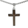 STEEL REVOLTâ„¢ Stainless Steel Cross Necklace with Walnut Wood