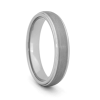 STEEL REVOLTâ„¢  Comfort Fit Domed 4mm Tungsten Carbide Wedding Ring with Satin Finish and High Polish Edges