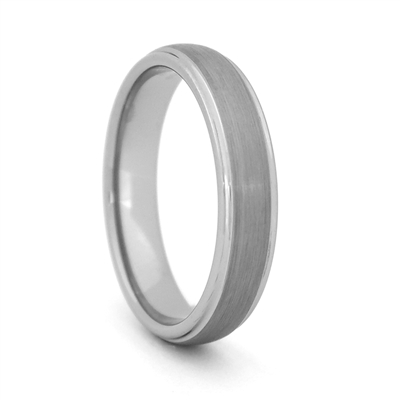 STEEL REVOLTâ„¢  Comfort Fit Domed 4mm Tungsten Carbide Wedding Ring with Satin Finish and High Polish Edges