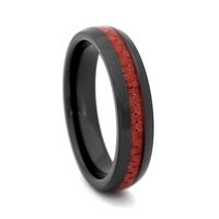 STEEL REVOLTâ„¢ Comfort Fit 4mm Black High-Tech Ceramic Wedding Band with Red Carbon Fiber Inlay