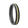 STEEL REVOLTâ„¢ Comfort Fit 4mm Black High-Tech Ceramic Wedding Band with a Gold Color PVD Plated Groove