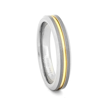 STEEL REVOLTâ„¢ Two Tone 4mm Band With a Gold Color Groove