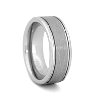 STEEL REVOLTâ„¢  Wedding Band with beveled edges and Meteorite-Look Center