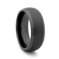 STEEL REVOLTâ„¢ Comfort Fit Domed 8mm Black High-Tech Ceramic Wedding Band with Satin Finish and High Polish Edges