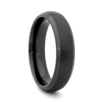 STEEL REVOLTâ„¢ Comfort Fit Domed 8mm Black High-Tech Ceramic Wedding Band with Satin Finish and High Polish Edges