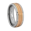 STEEL REVOLTâ„¢ Comfort Fit 8mm Modern Design Tungsten Carbide Wedding Band with a Rose Gold Color PVD Plated Center