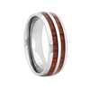 STEEL REVOLTâ„¢ Comfort Fit Domed Tungsten Carbide Wedding Ring with Double Line Koa Wood Inlay