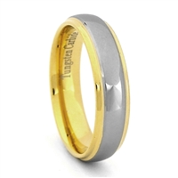 STEEL REVOLTâ„¢ Comfort Fit 6mm High Polish Two Tone Tungsten Carbide Band