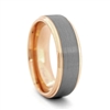 STEEL REVOLTâ„¢ Comfort Fit 8mm Tungsten Carbide Brushed Finish Wedding Band with Rose Gold Color PVD Plated Sides and Interior