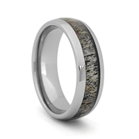 STEEL REVOLTâ„¢ Comfort Fit Domed Tungsten Carbide Wedding Ring with Antler Inlay